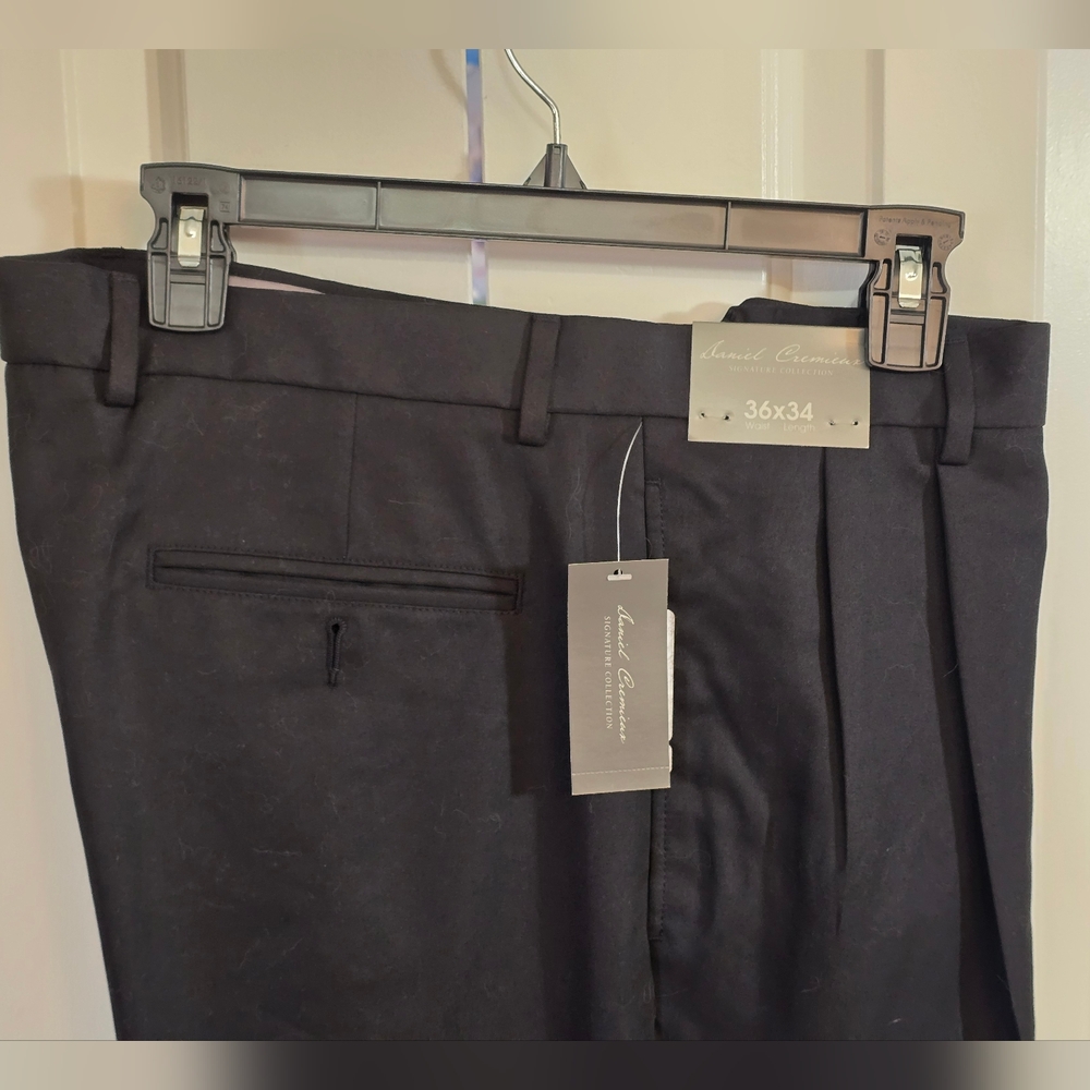 Daniel Cremieux Black Dress Pants Slacks 36x34 Pleated Cuffed NEW WITH TAGS